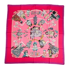 Hermes Rare Silk Hello Dolly Purple Pink Scarf