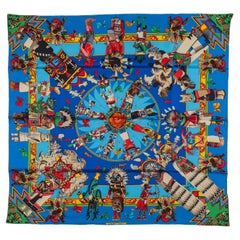 Hermes Rare Turquoise Kachinas Scarf