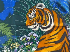 HERMES RARE TYGER TYGER Silk Twill Scarf Designed by Alice Shirley 90 With Box