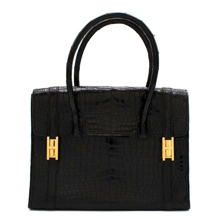 Hermes Rare Vintage Drag Bag In Lisse Niloticus Crocodile Ghw For Sale At 1stdibs