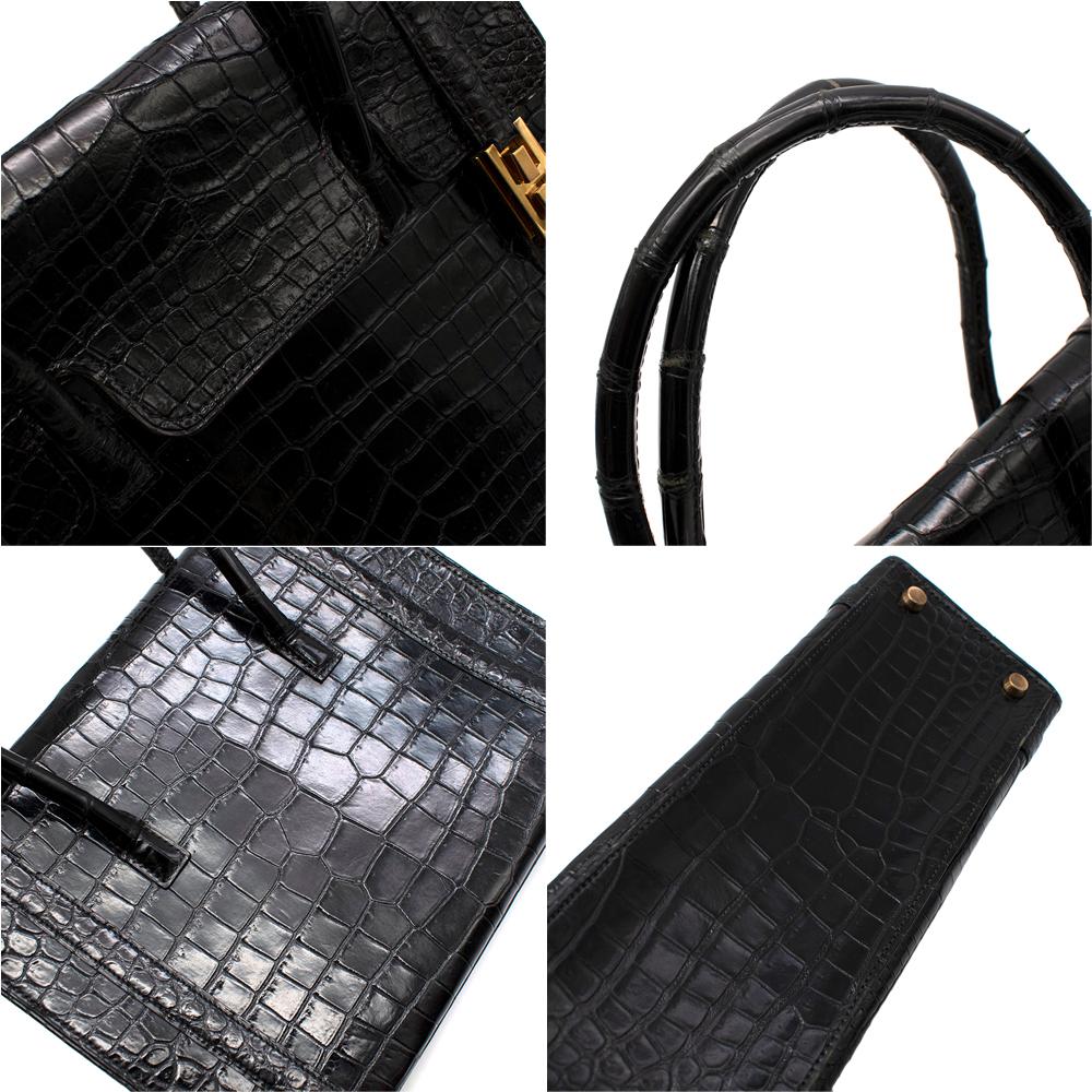 Hermes Rare Vintage Drag Bag in Lisse Niloticus Crocodile GHW  In Good Condition For Sale In London, GB