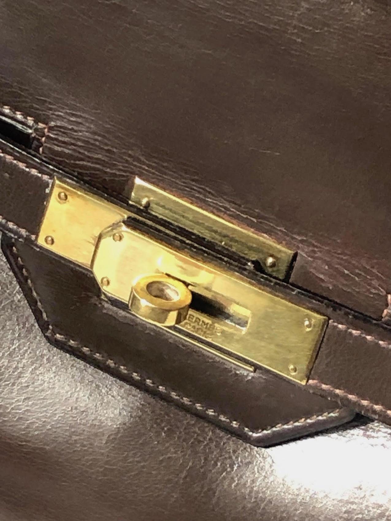 HERMÈS RARE Vintage Kelly Monaco 30cm Handbag In Brown Box Calfskin Circa 1960 1