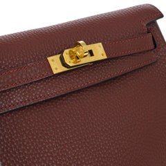 Hermes Rare Wein Leder Gold Herren Frauen Reise Rucksack Umhängetasche