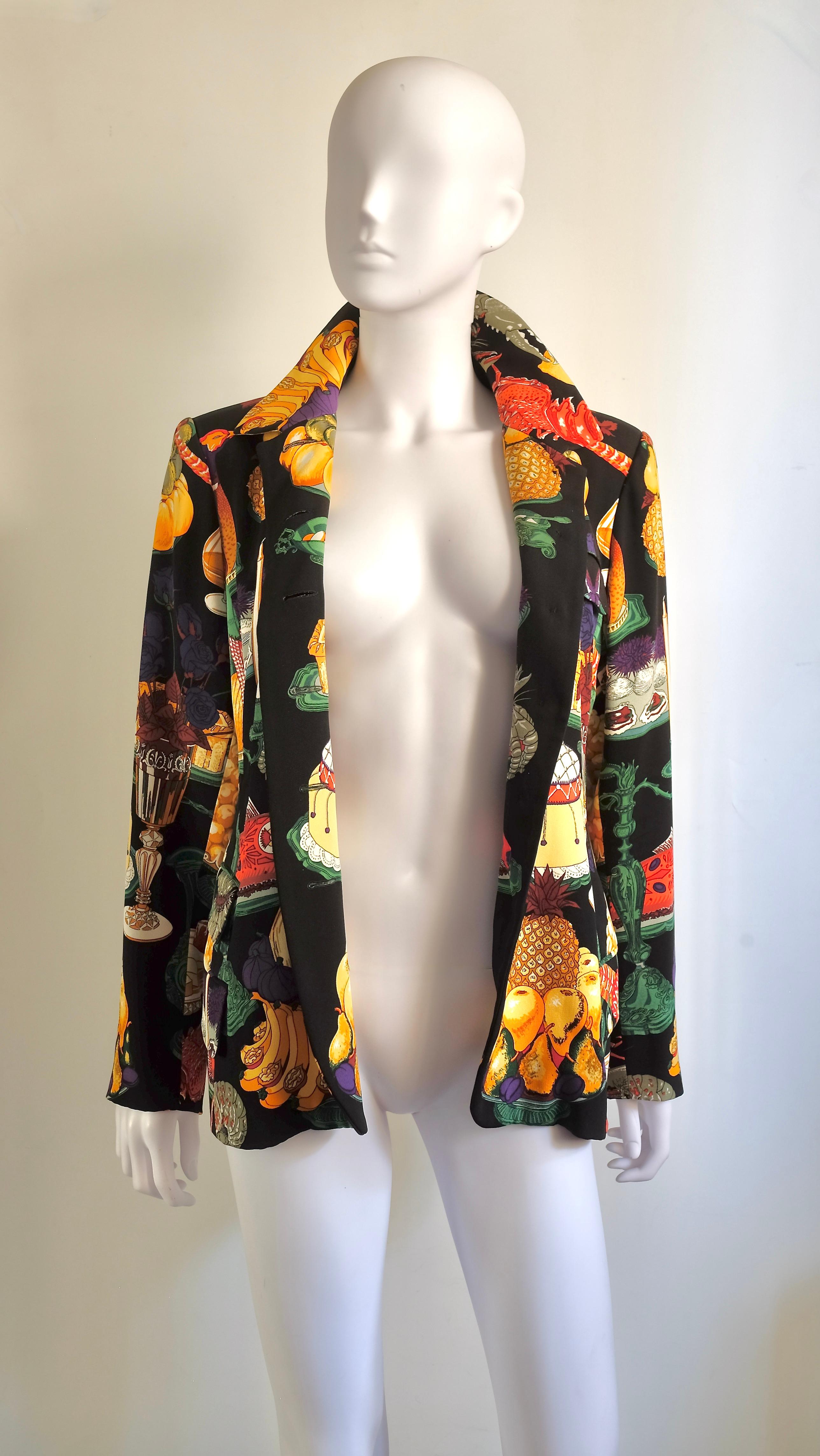 HERMÈS - Rare blazer en soie 'Gastronomie' par Christiane Vauzelles en vente 3