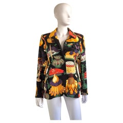 HERMÈS - Rare blazer en soie 'Gastronomie' par Christiane Vauzelles