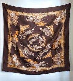 HERMÈS -Rare Silk Scarf 90x90 "Guepards" By Robert Dallet - 2007
