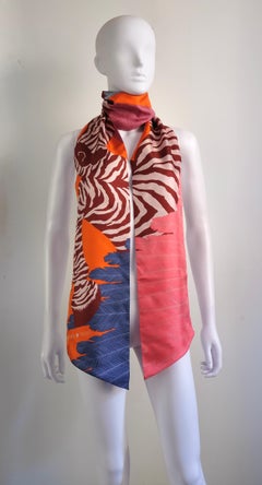 HERMÈS - Rare Maxi Twilly silk " Zebra Pegasus" by Alice Shirley 2014