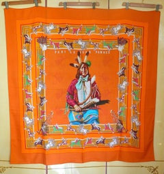 HERMÈS - Raro Scialle 140 "Pani La Shar Pawnee" By Oliver Kermit