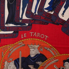 HERMES raspberry LE TAROT 140 Cashmere Shawl Scarf