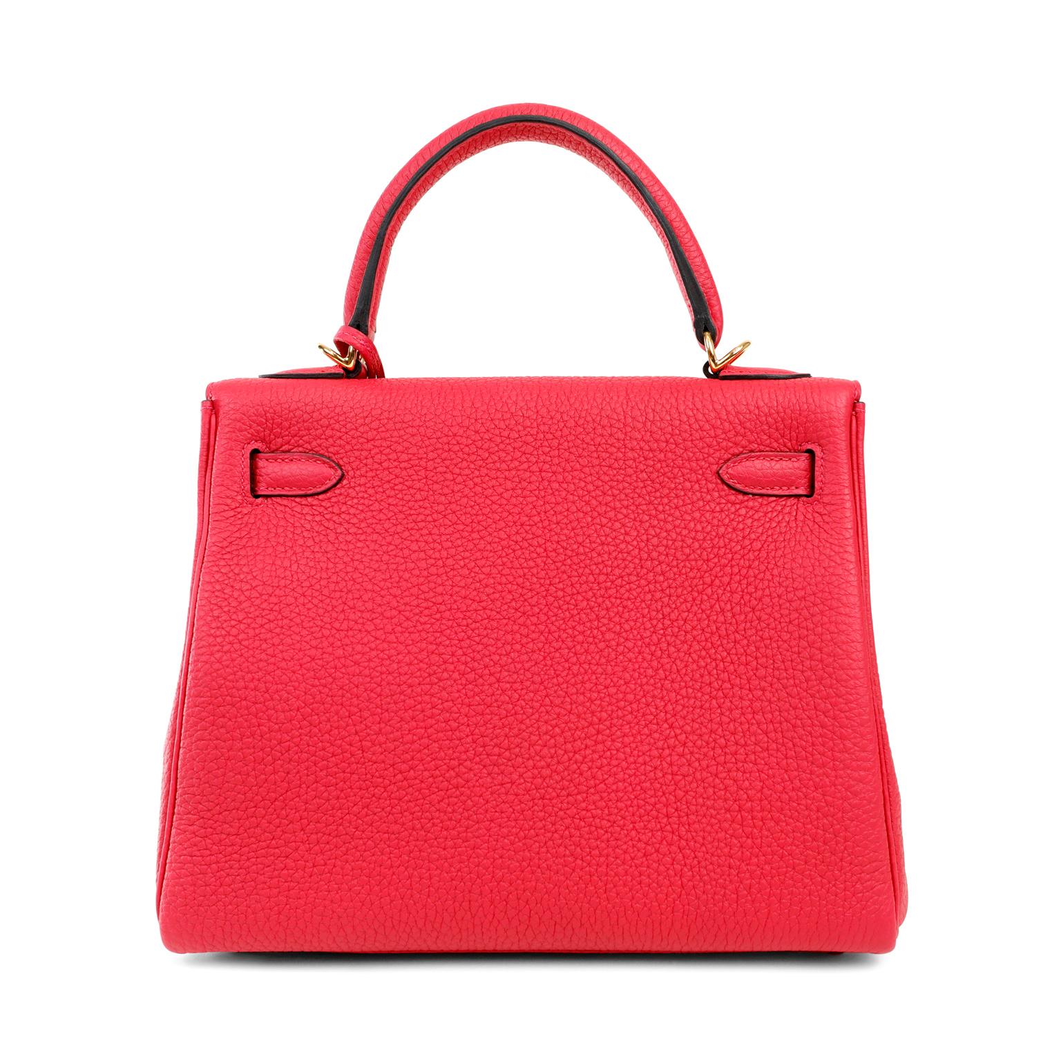 Hermès Himbeere Rosa Togo 25 cm Kelly (Pink) im Angebot