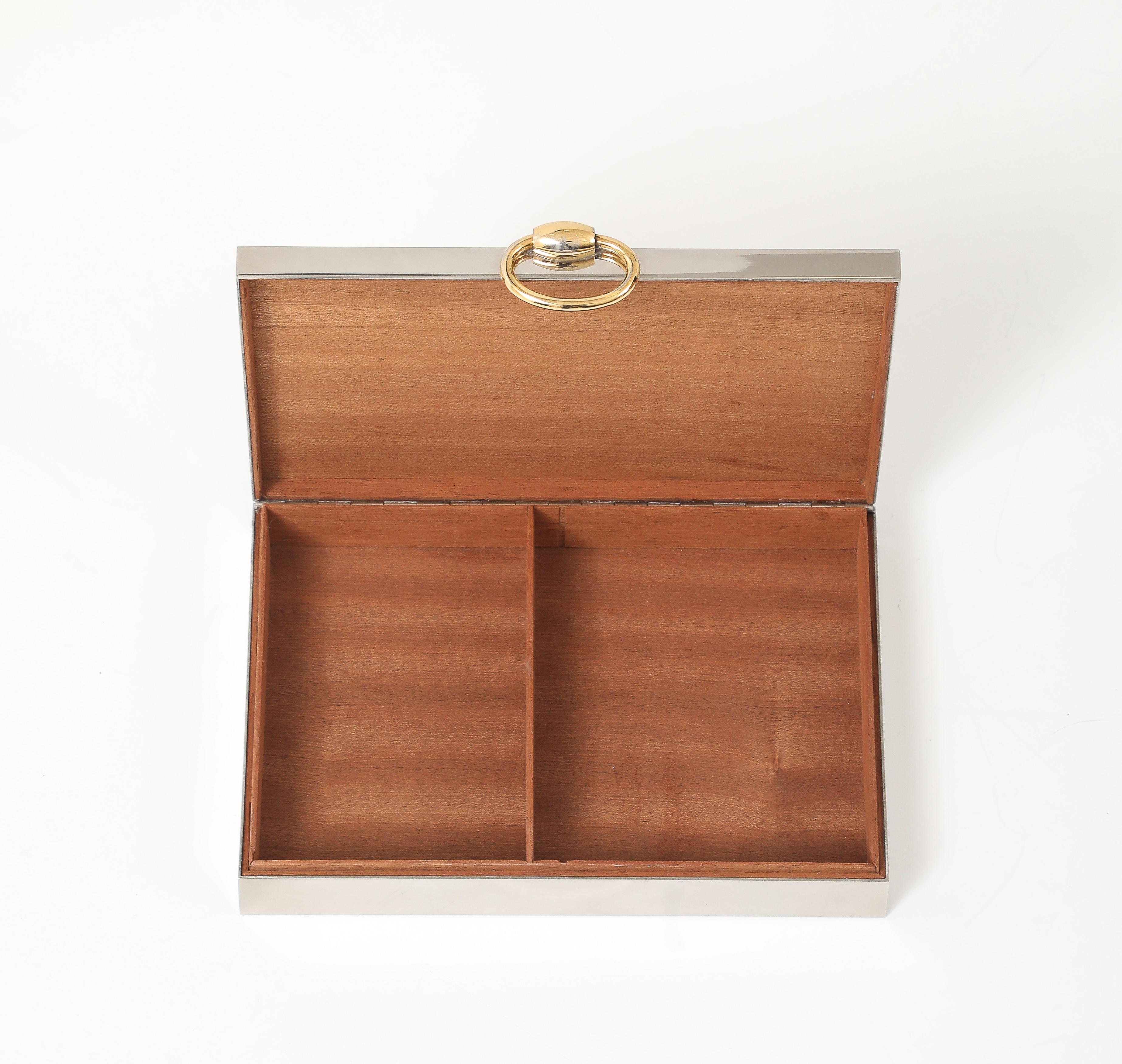 Hermès Ravinet d'Enfert & Cie Rare Silver and Gold-Plated Box, France, 1970s en vente 4