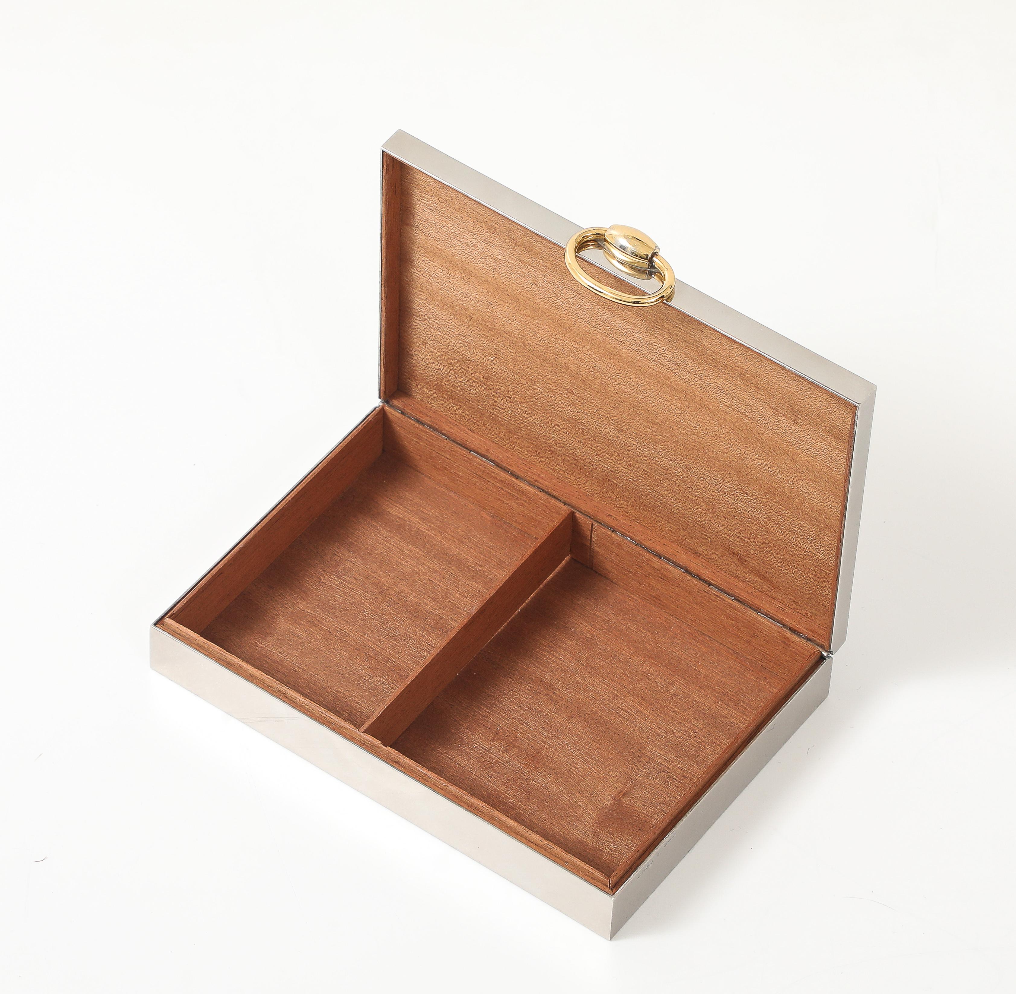 Hermès Ravinet d'Enfert & Cie Rare Silver and Gold-Plated Box, France, 1970s en vente 5