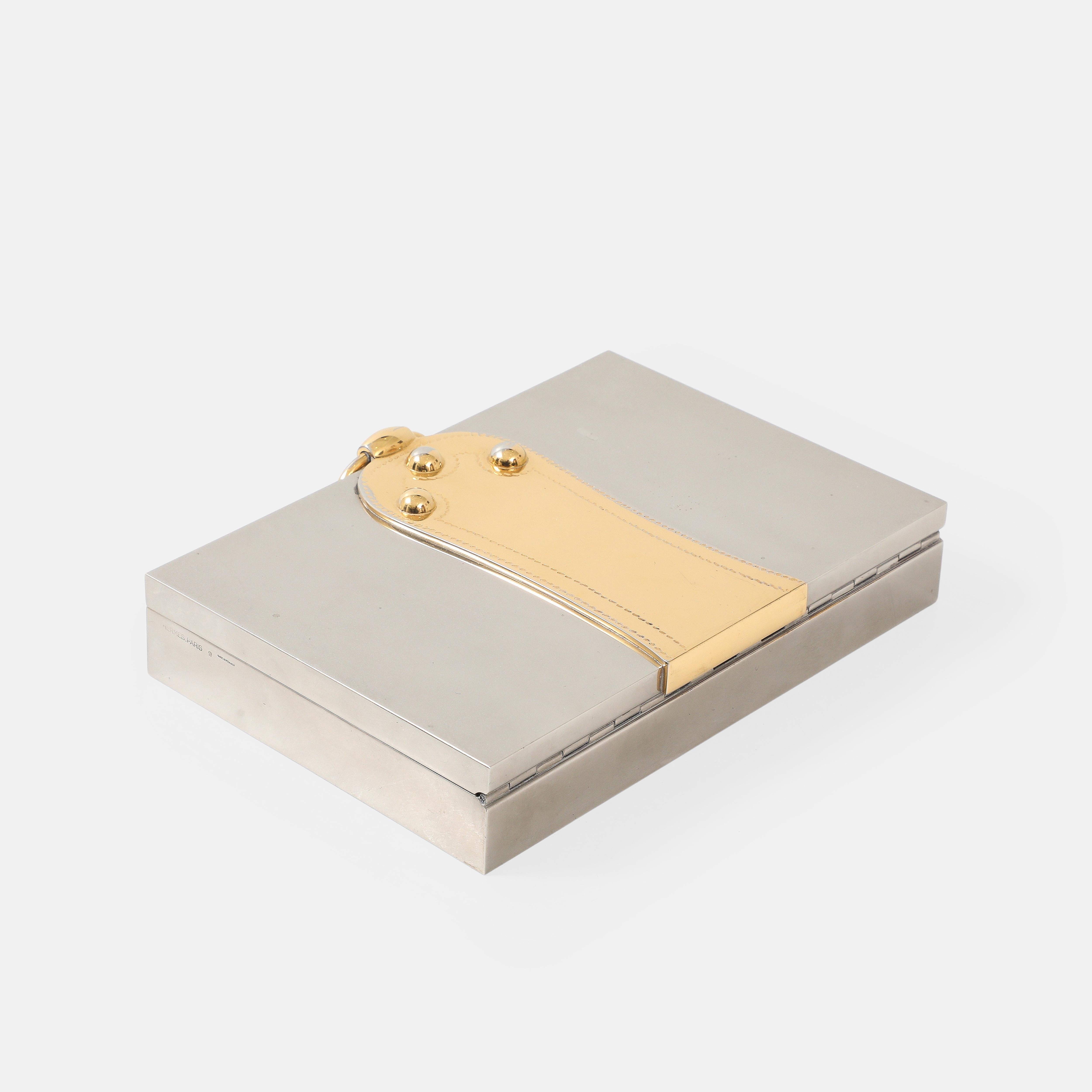 Français Hermès Ravinet d'Enfert & Cie Rare Silver and Gold-Plated Box, France, 1970s en vente
