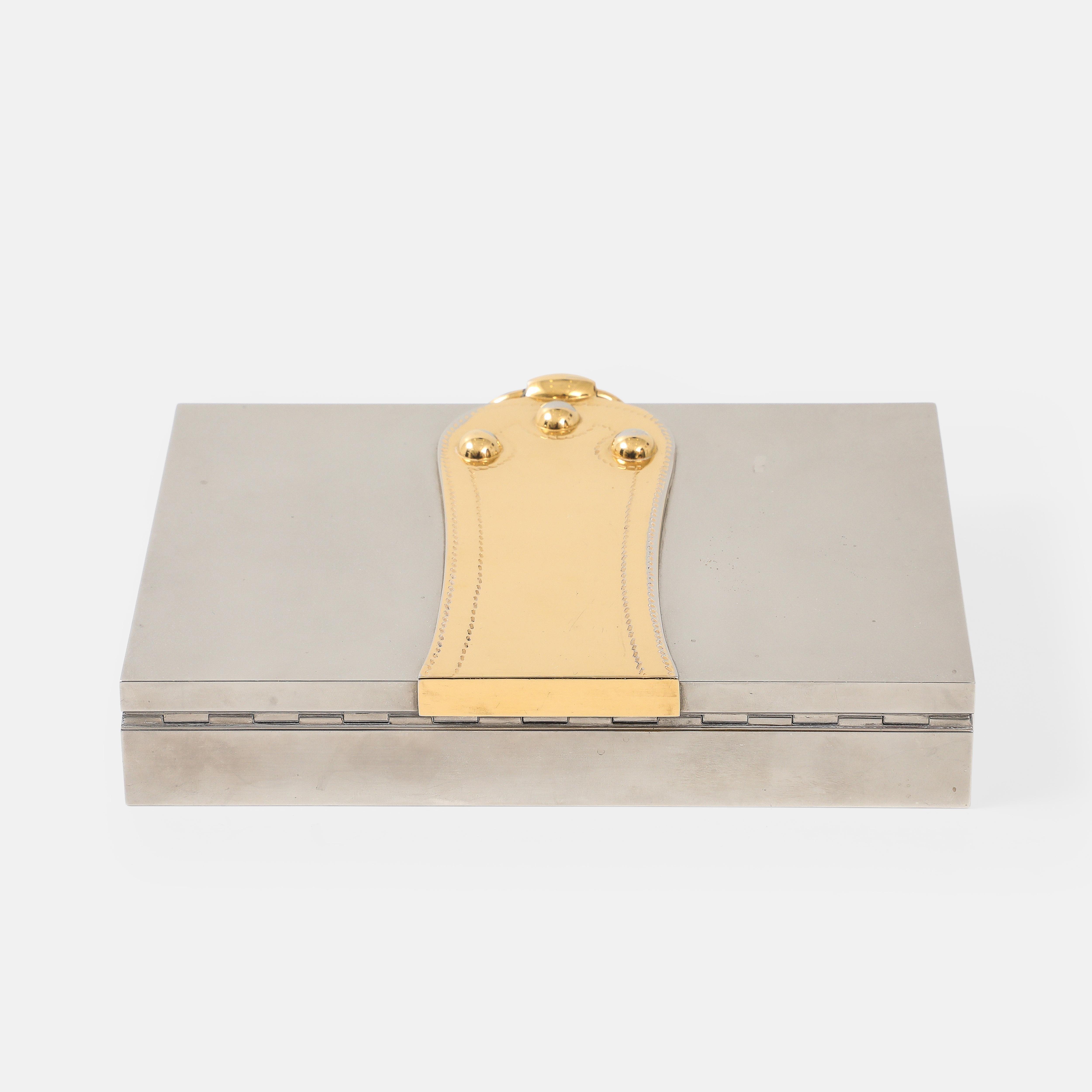 Plaqué Hermès Ravinet d'Enfert & Cie Rare Silver and Gold-Plated Box, France, 1970s en vente