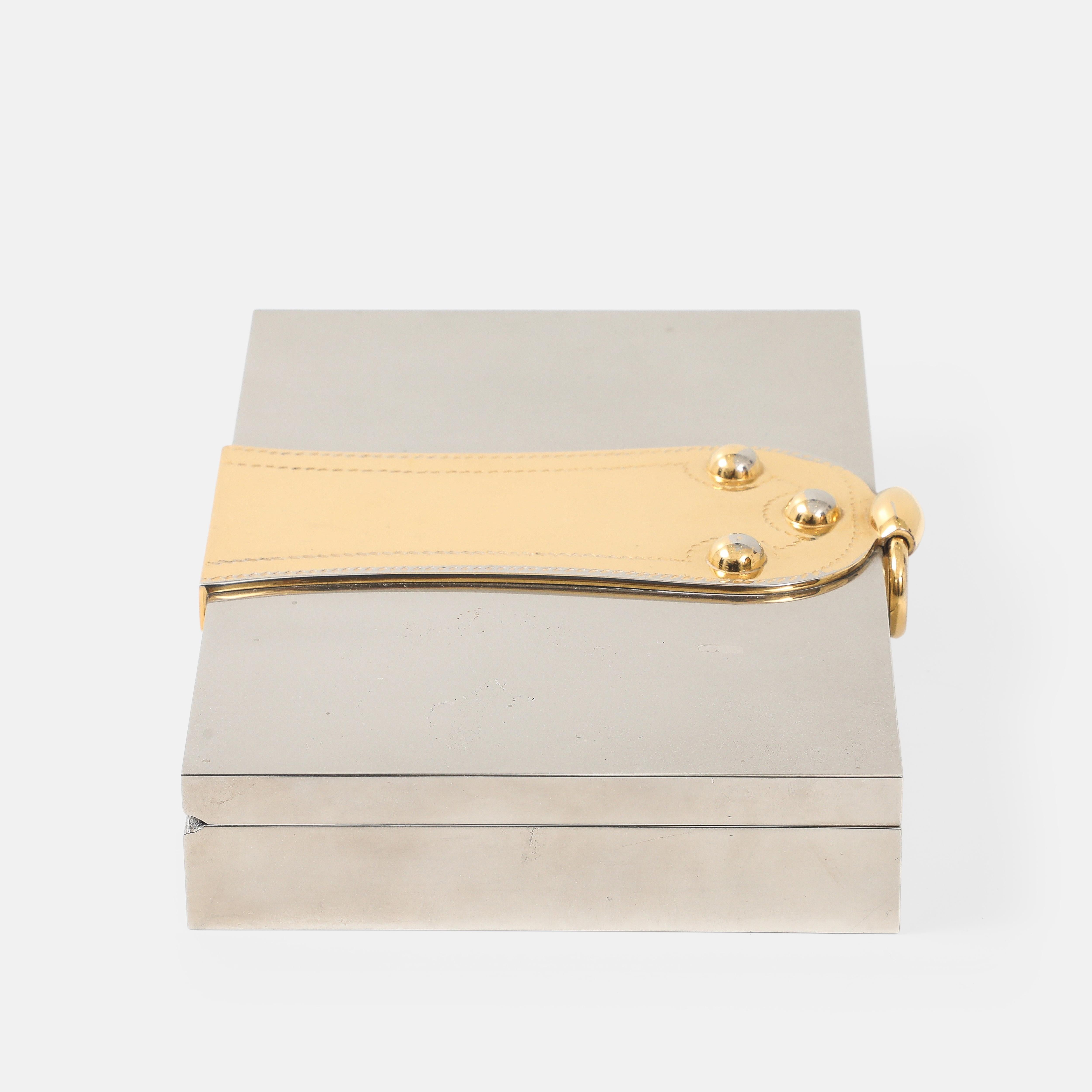 Fin du 20e siècle Hermès Ravinet d'Enfert & Cie Rare Silver and Gold-Plated Box, France, 1970s en vente