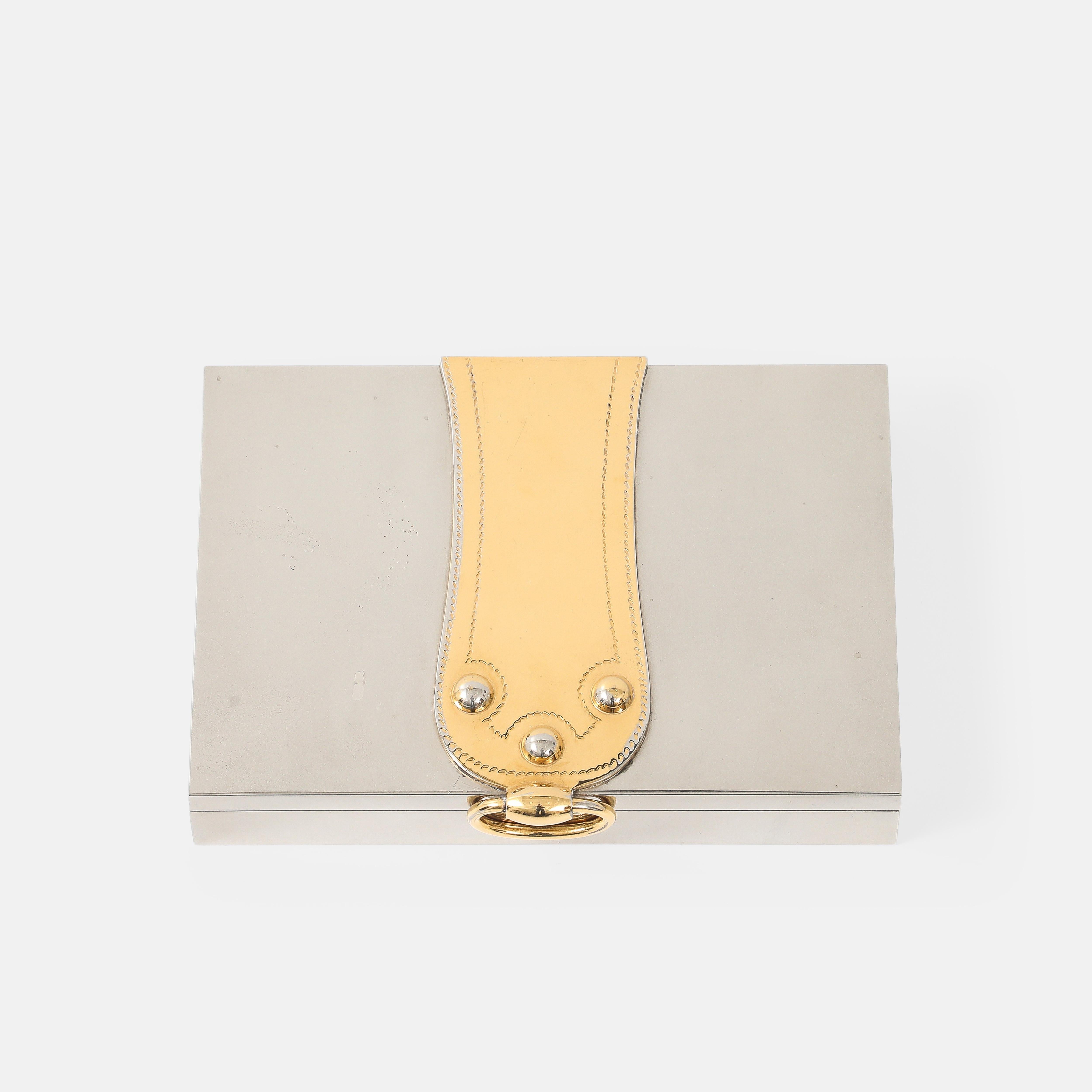 Hermès Ravinet d'Enfert & Cie Rare Silver and Gold-Plated Box, France, 1970s en vente 1