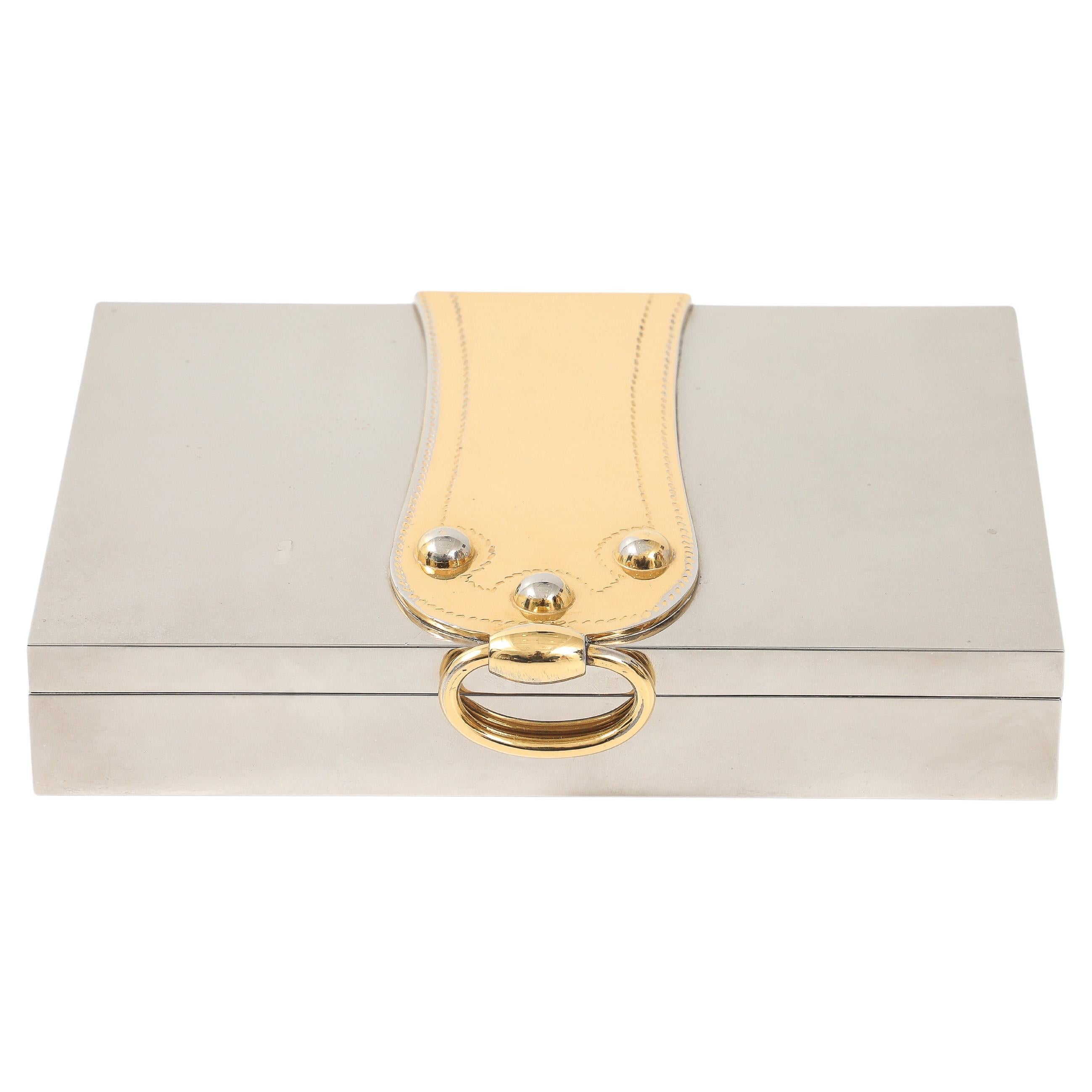 Hermès Ravinet d'Enfert & Cie Rare Silver and Gold-Plated Box, France, 1970s