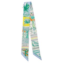 Hermes "Rayures D'Ete" Coastal Multicolor Pastel Print Silk Twilly