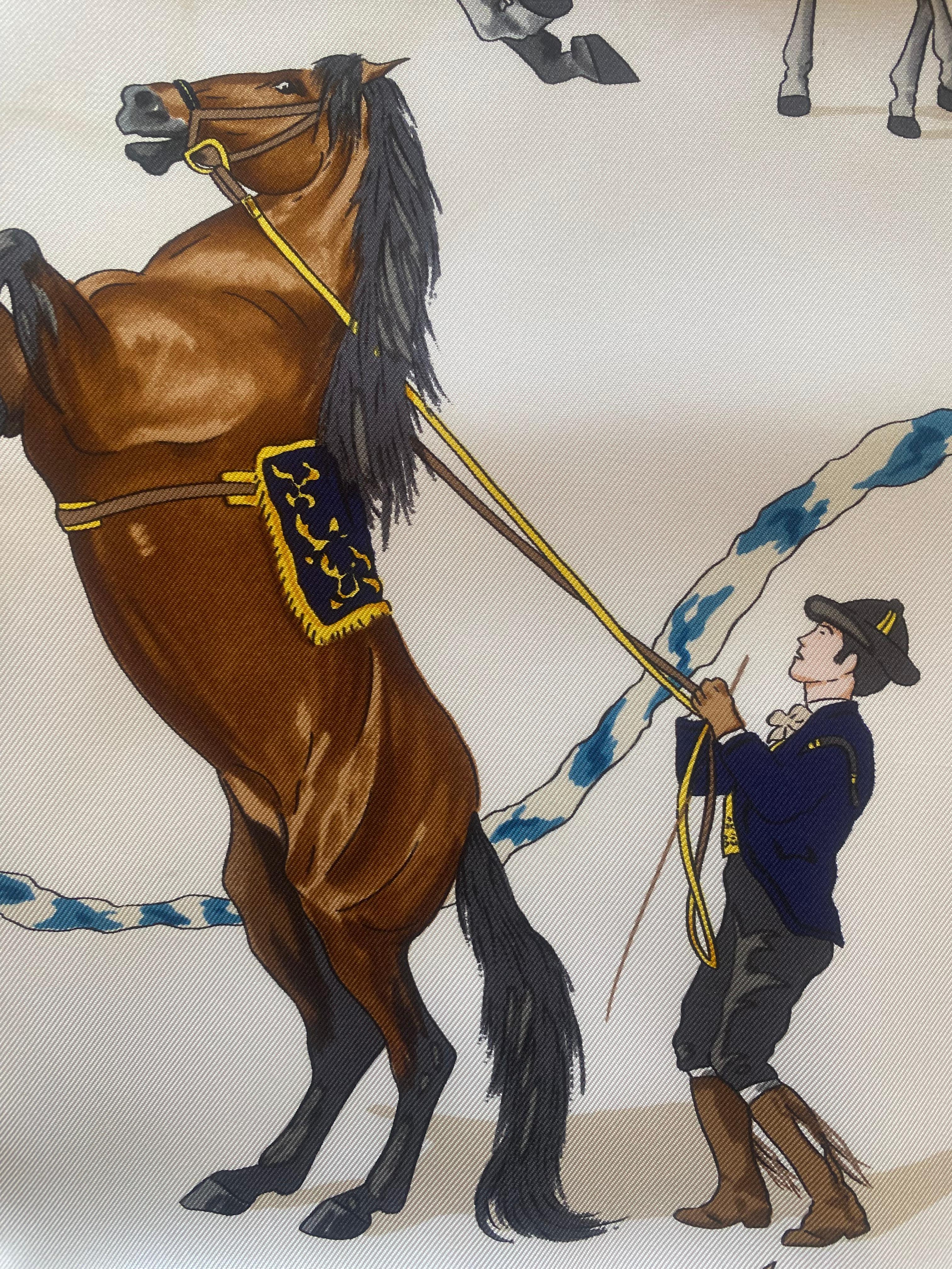 Hermes Real Escuela Andaluza del Arte Seidenschal 90cm x 90cm im Zustand „Gut“ im Angebot in Glasgow, GB