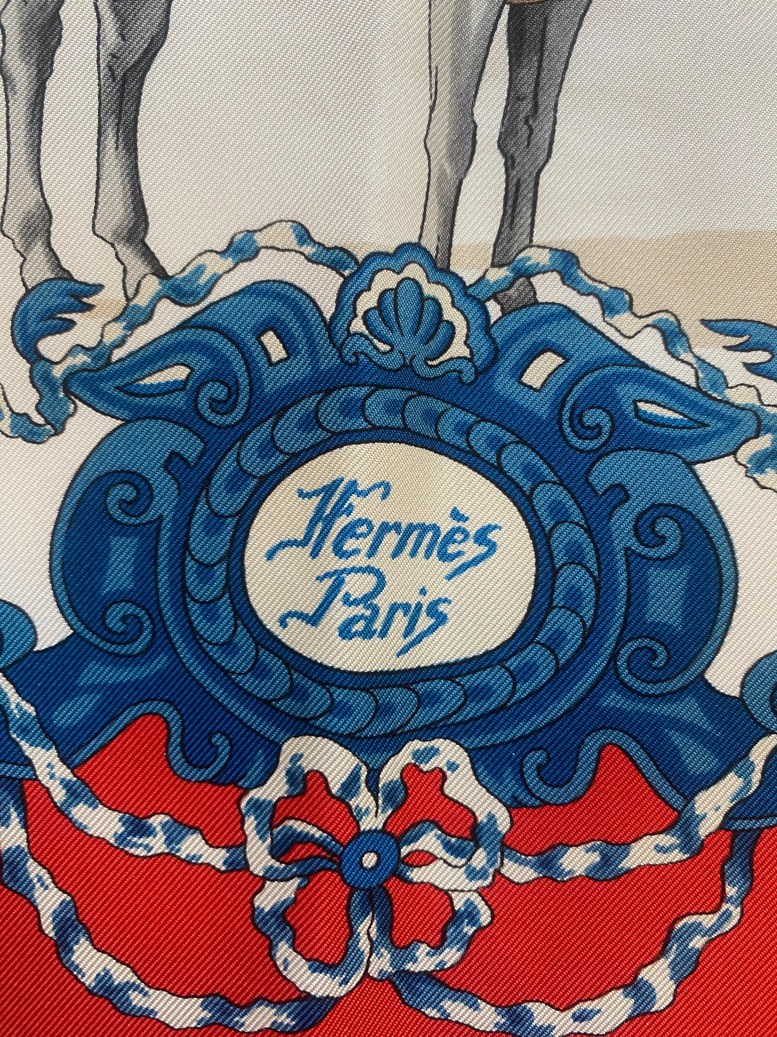 Hermes Real Escuela Andaluza del Arte Seidenschal 90cm x 90cm im Angebot 1
