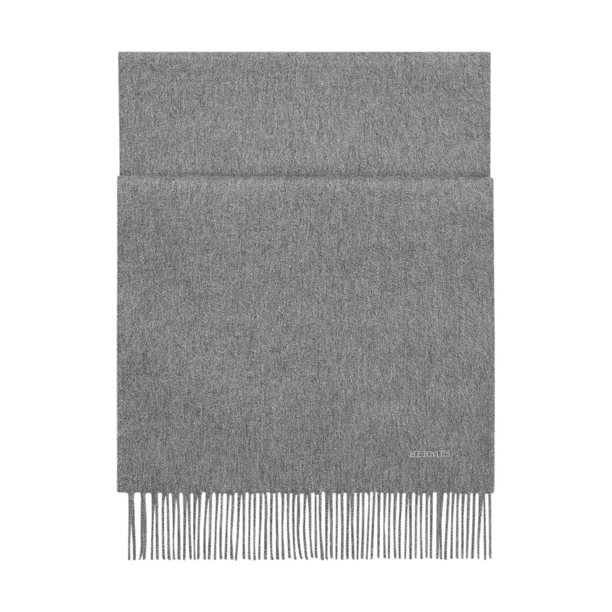 Hermes Recto-Verso PM Muffler Light / Medium Gray Cashmere For Sale 1