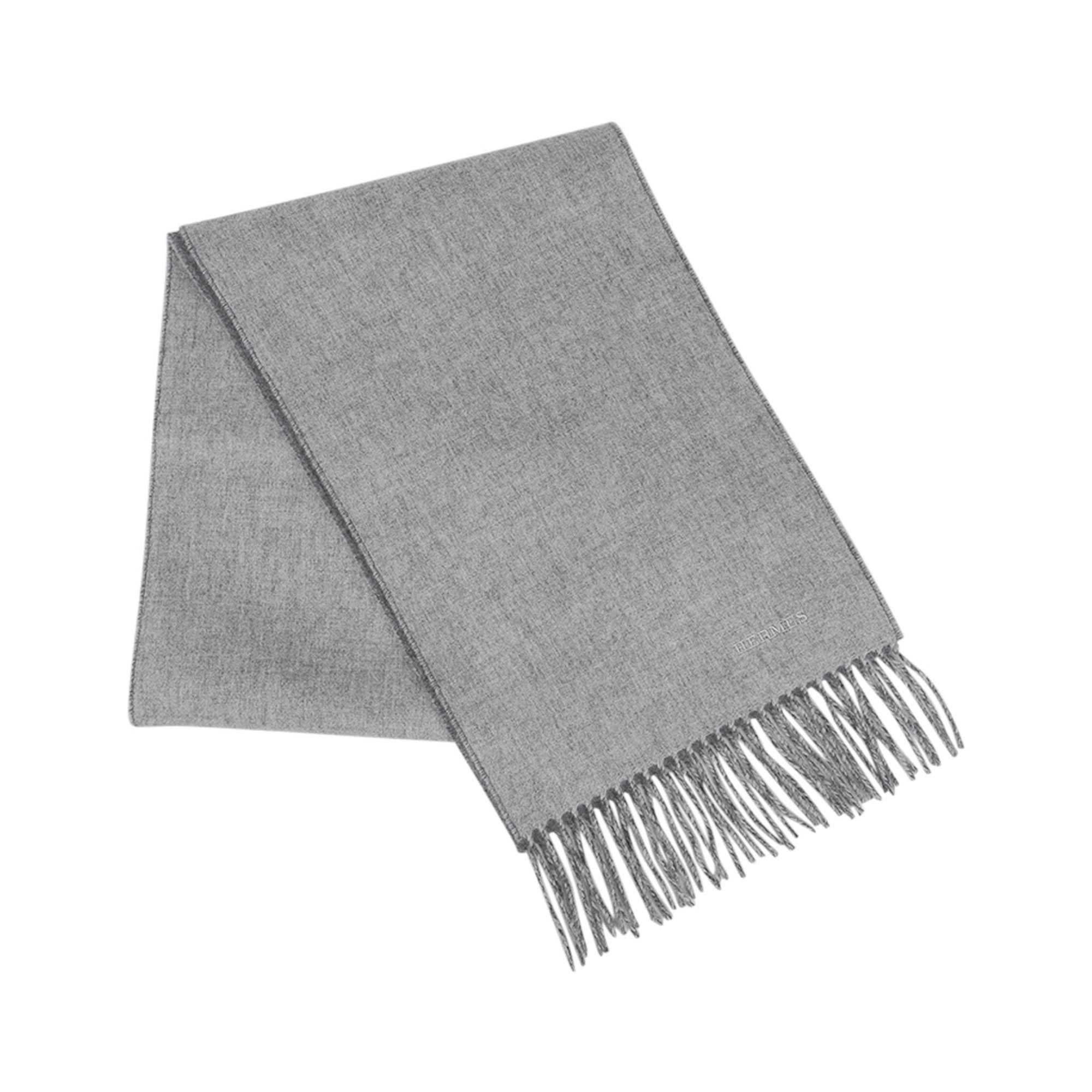 Hermes Recto-Verso PM Muffler Light / Medium Gray Cashmere For Sale 2