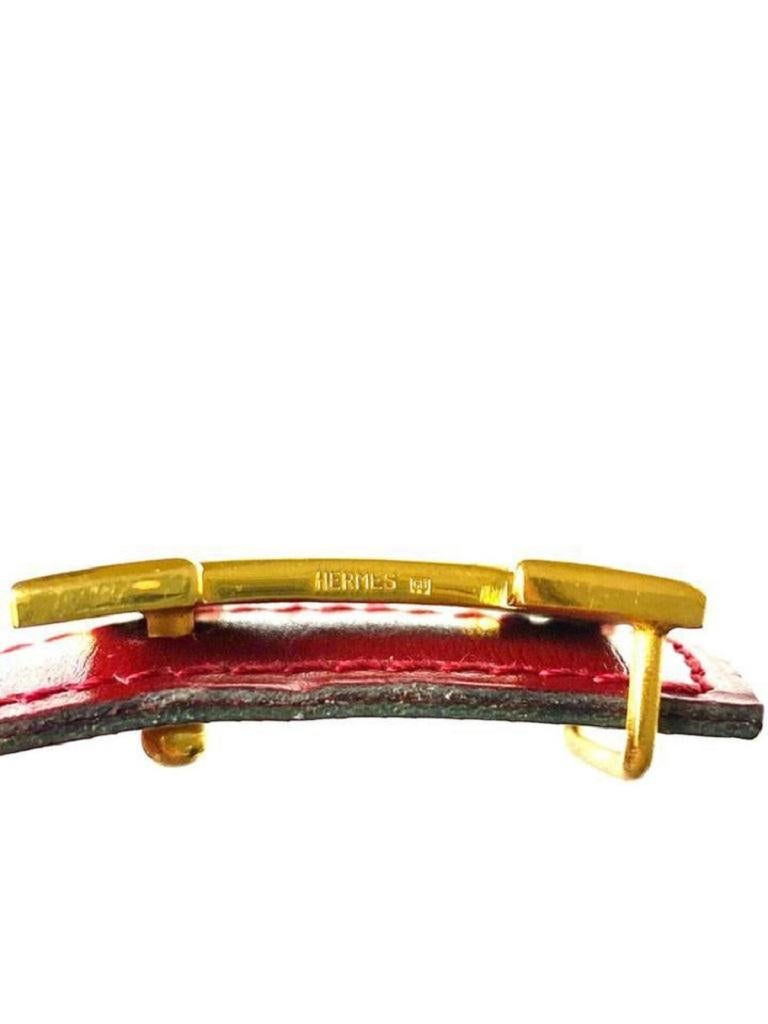 Hermès Ceinture réversible rouge 18 mm avec logo H et or marron 12her68 en vente 5