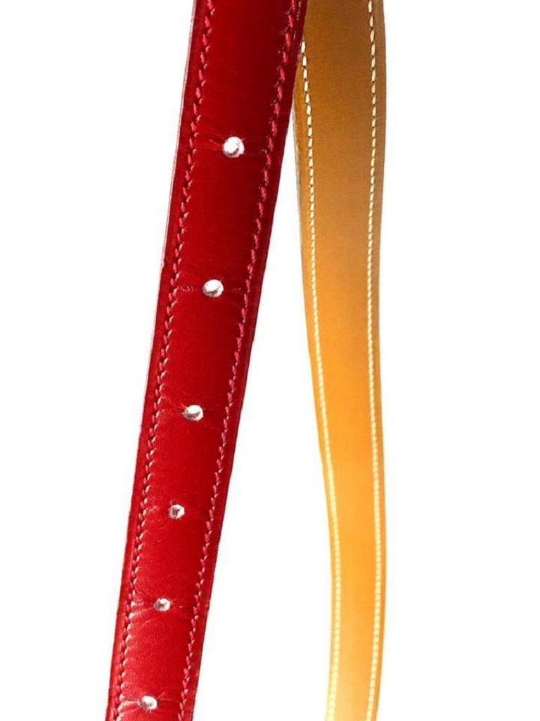 Hermès Ceinture réversible rouge 18 mm avec logo H et or marron 12her68 en vente 1