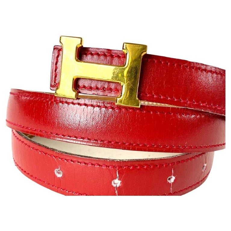 Hermès Red 18mm Reversible H Logo Kit Brown Gold 12her68 Belt For Sale