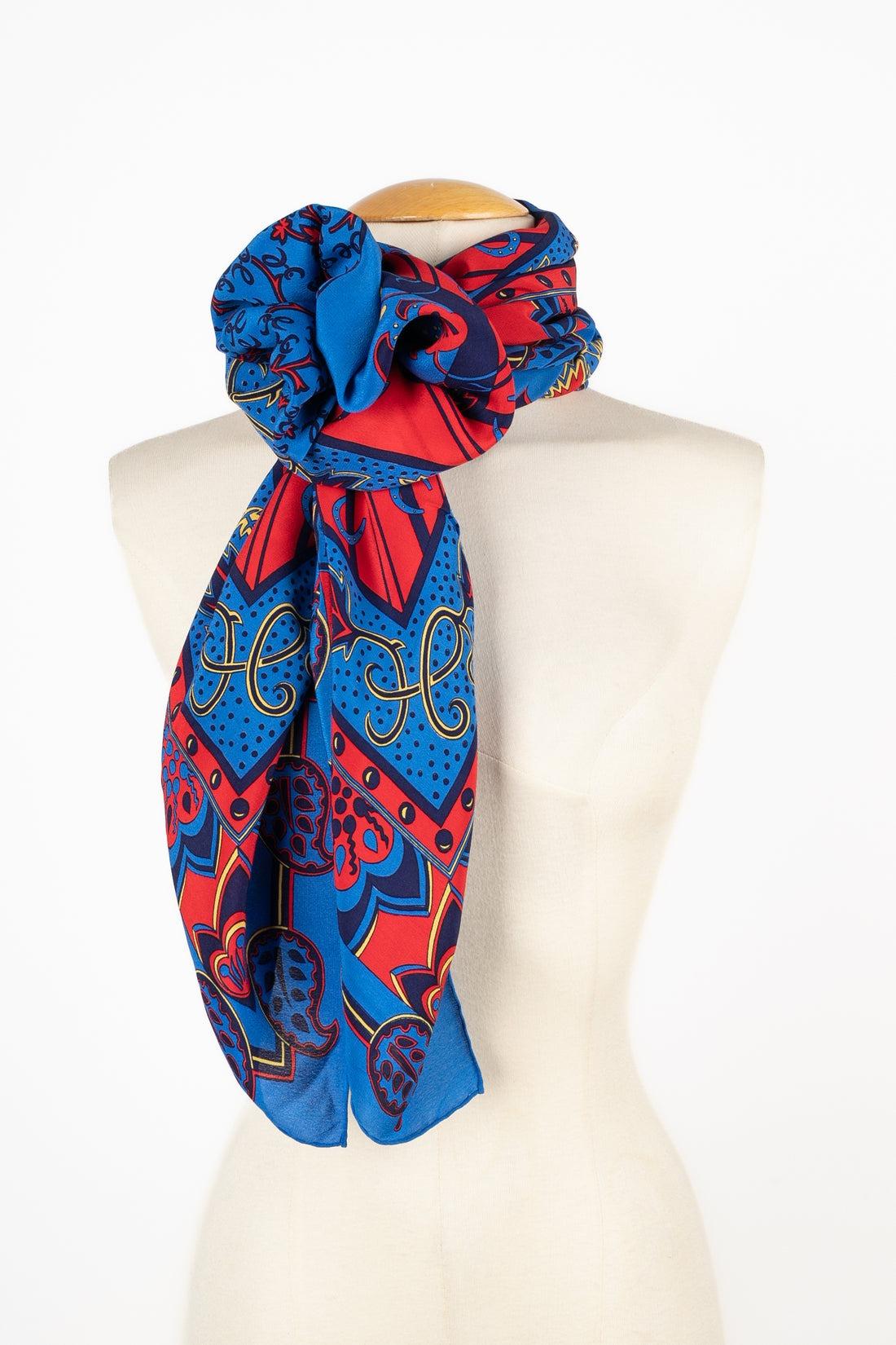 Hermès Red and Blue Silk Foulard with the 