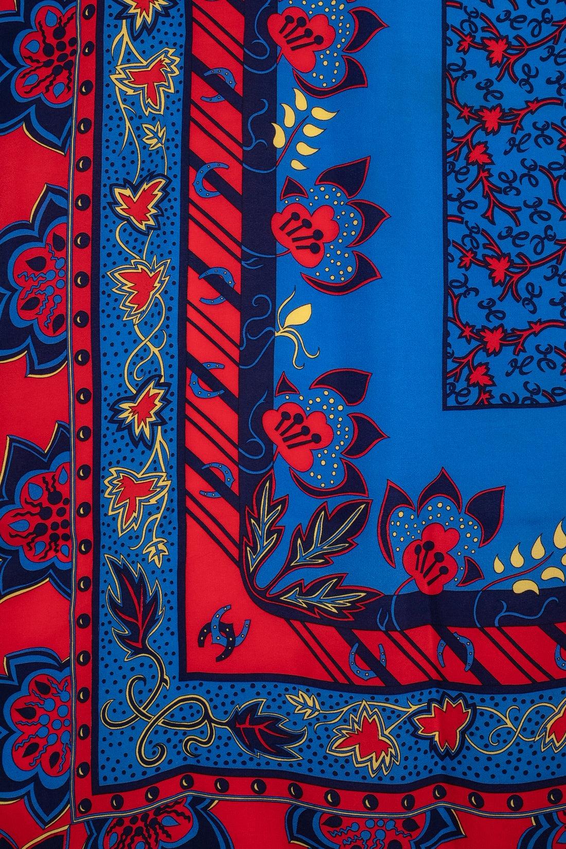 Women's Hermès Red and Blue Silk Foulard with the 