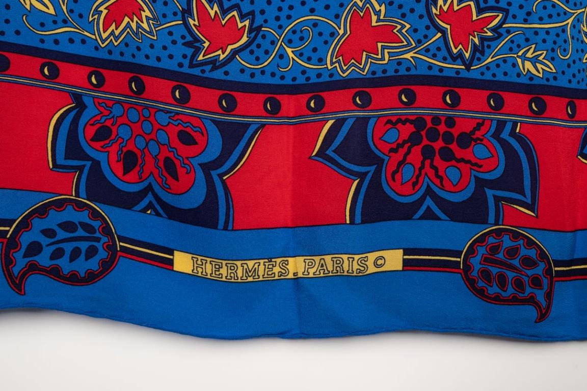 Hermès Red and Blue Silk Foulard with the 