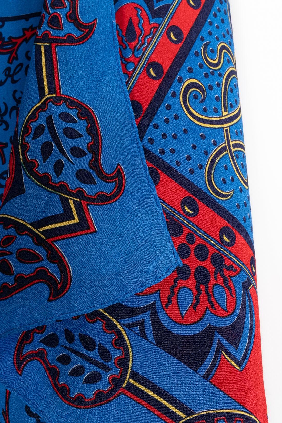 Hermès Red and Blue Silk Foulard with the 