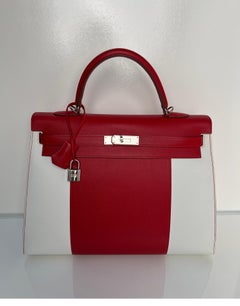 Hermes Red and White Kelly Bag