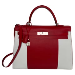 Hermes Red and White Kelly Bag