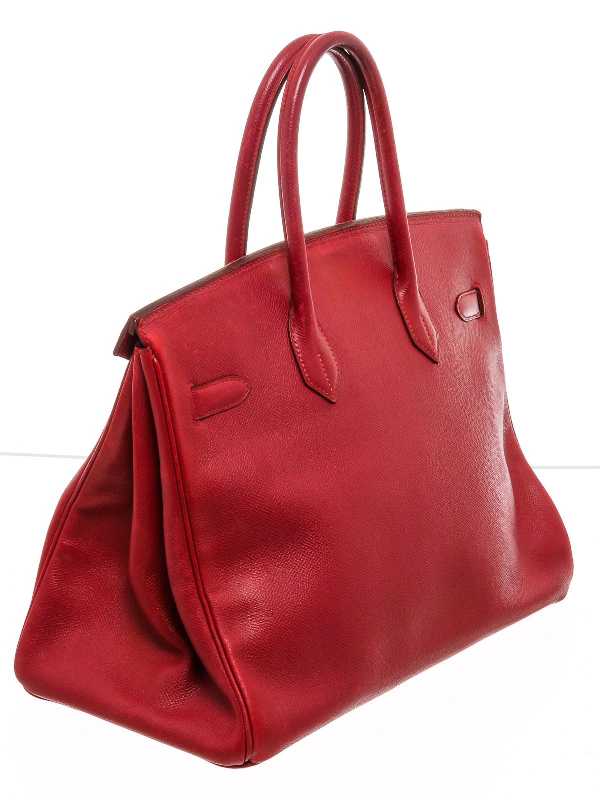 Hermès Red Ardennes Leather Birkin 35cm Bag GHW In Good Condition In Irvine, CA