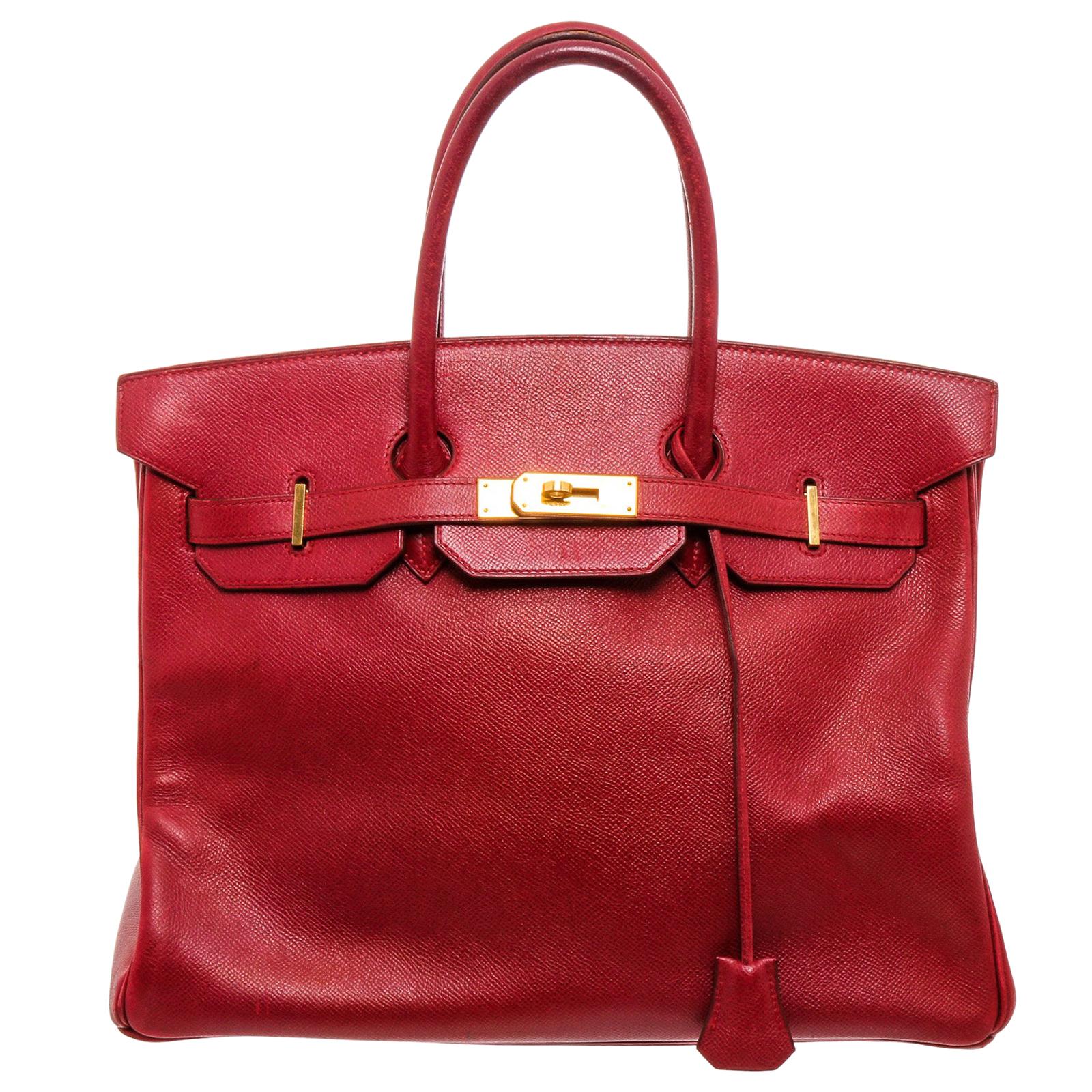 Hermès Red Ardennes Leather Birkin 35cm Bag GHW