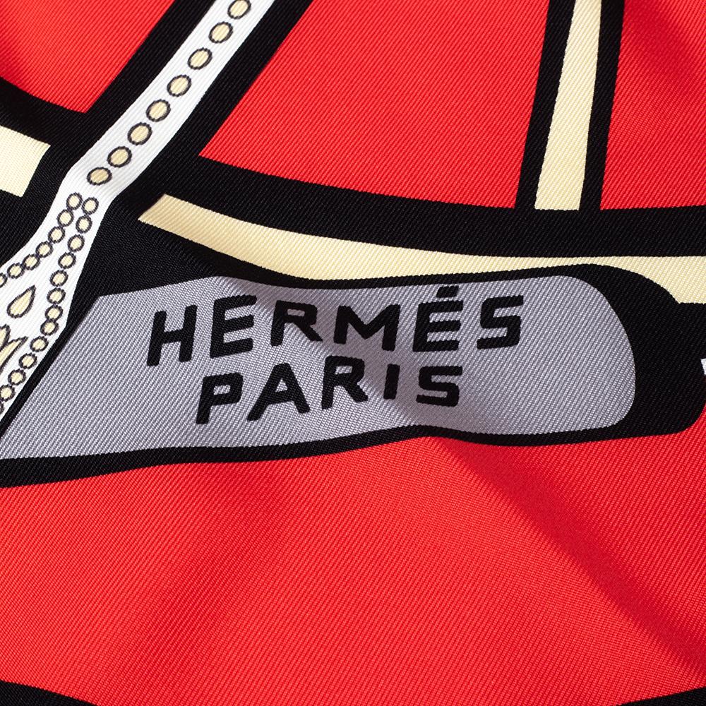 Hermès Red Balade en Berline Silk Scarf 1