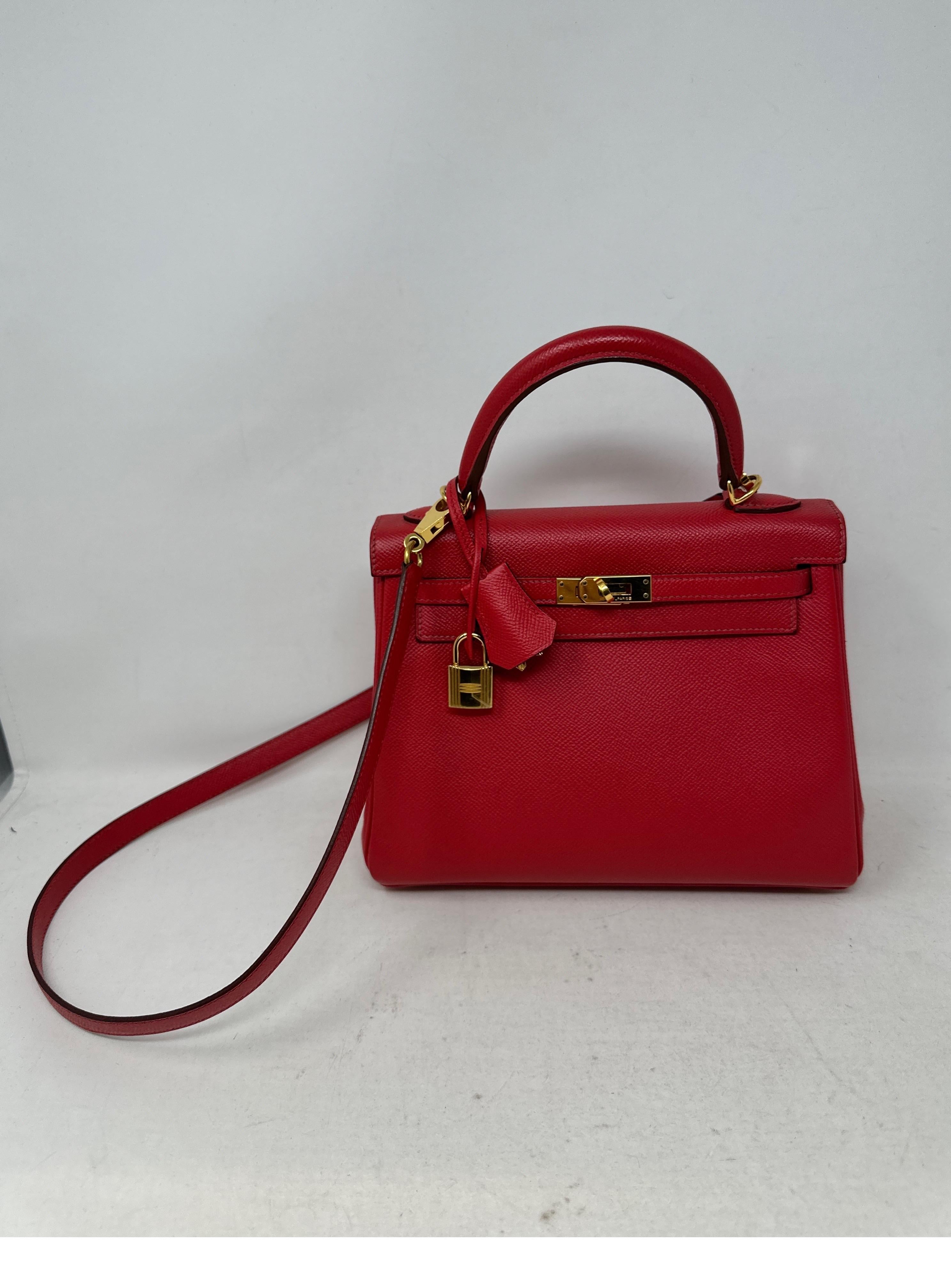 Hermes Red Birkin 25 Bag In Good Condition In Athens, GA