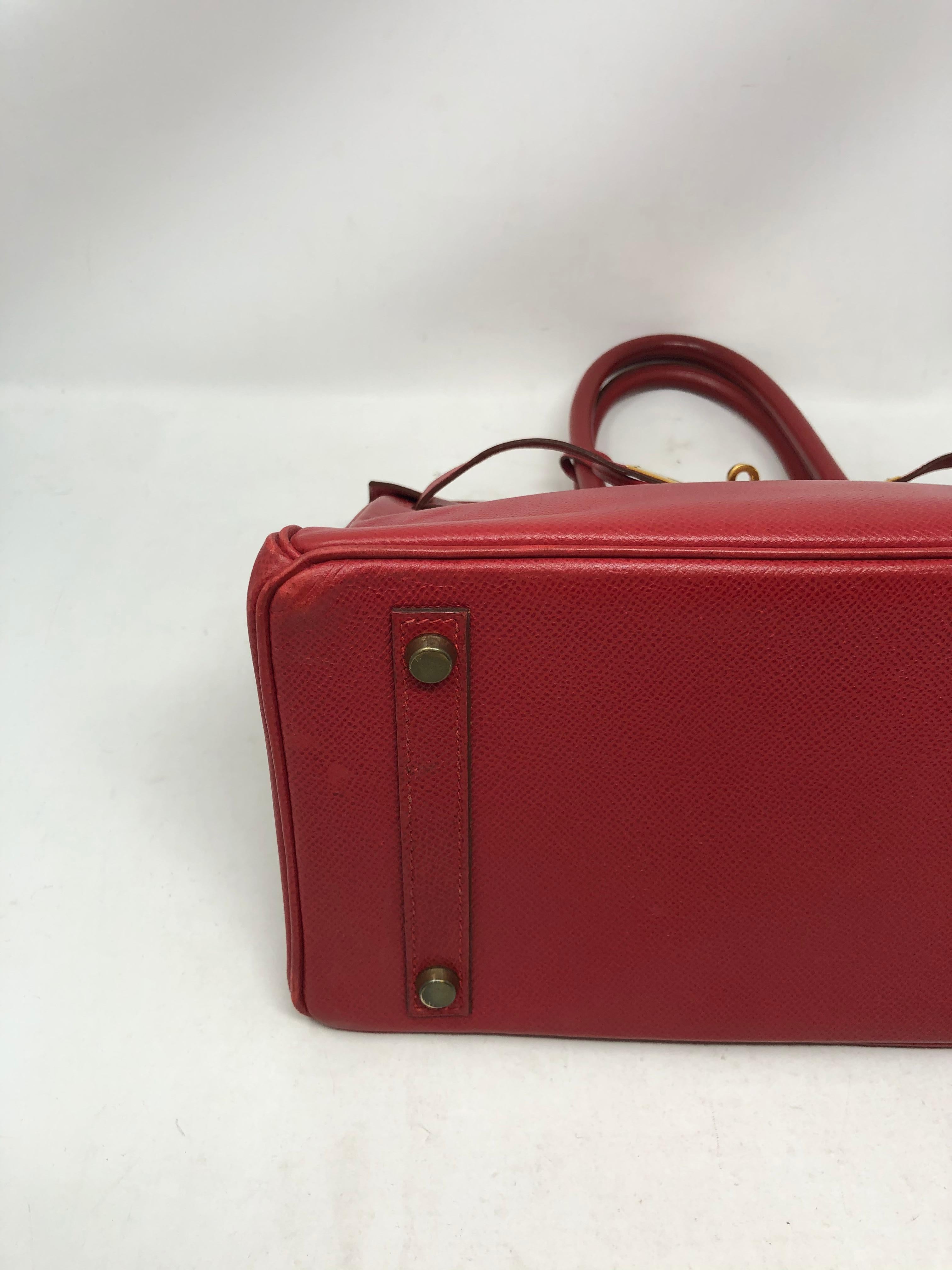 Hermes Red Birkin 30 Gold Hardware 7