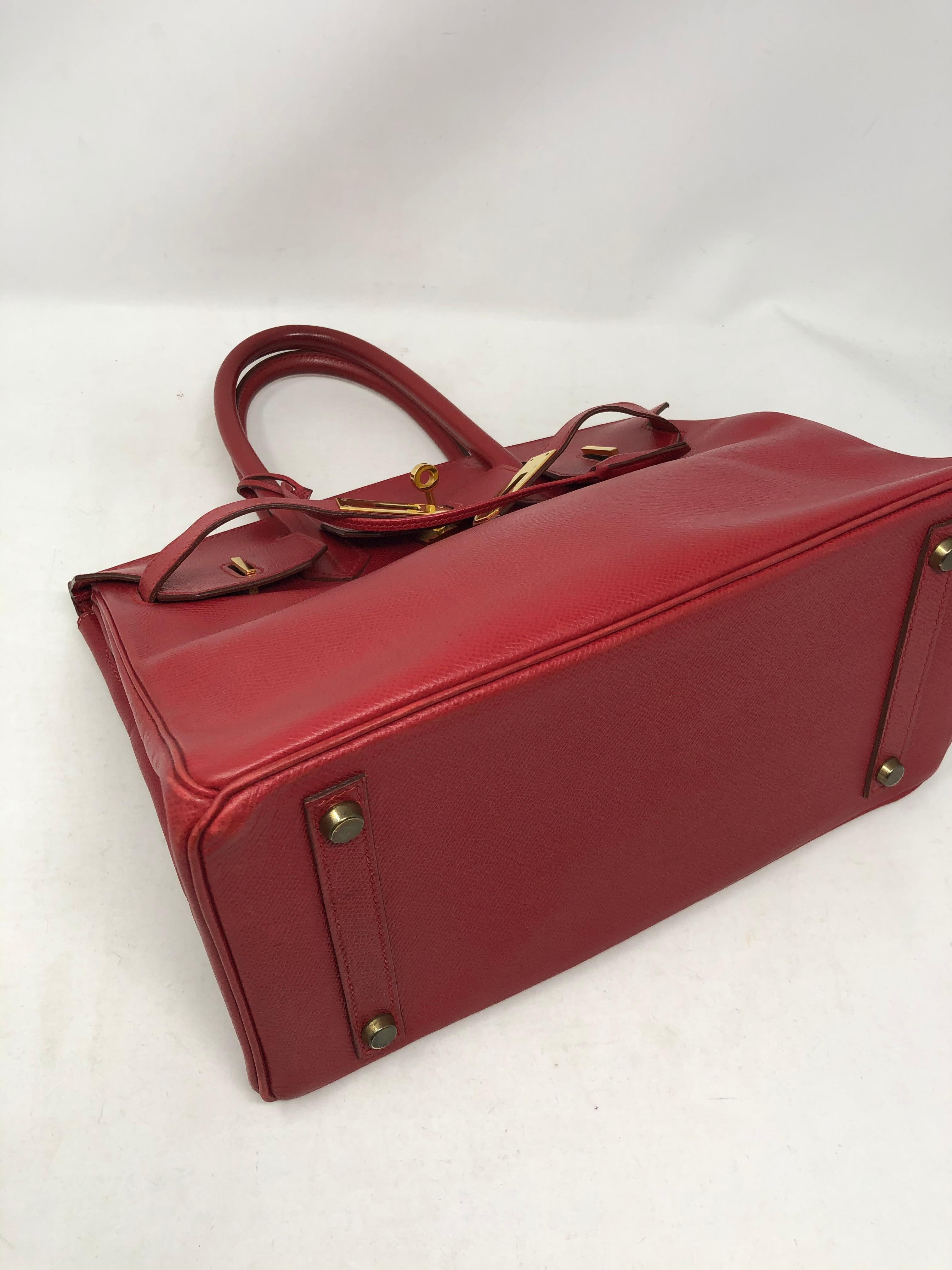 Hermes Red Birkin 30 Gold Hardware 8