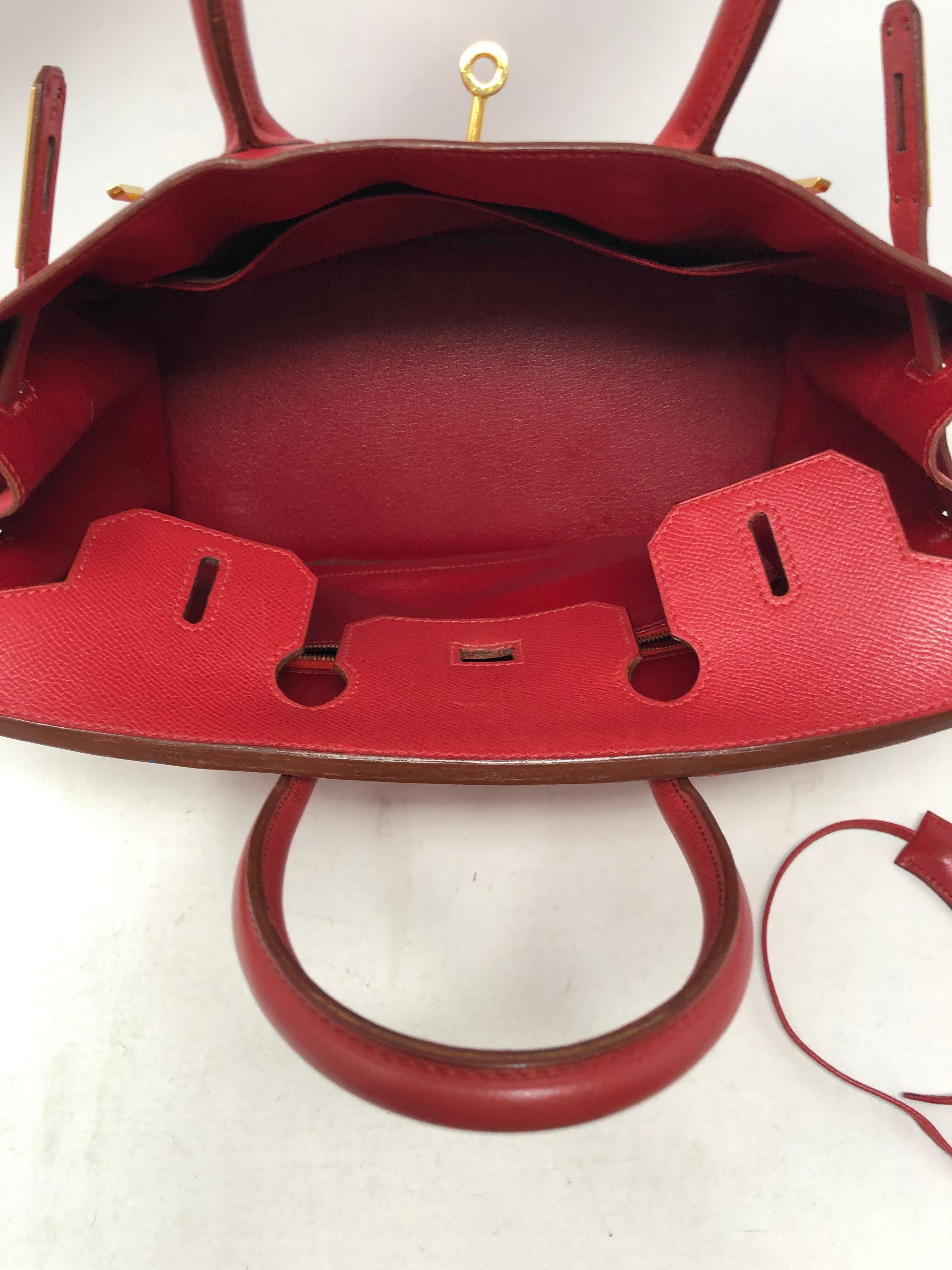 Hermes Red Birkin 30 Gold Hardware 9