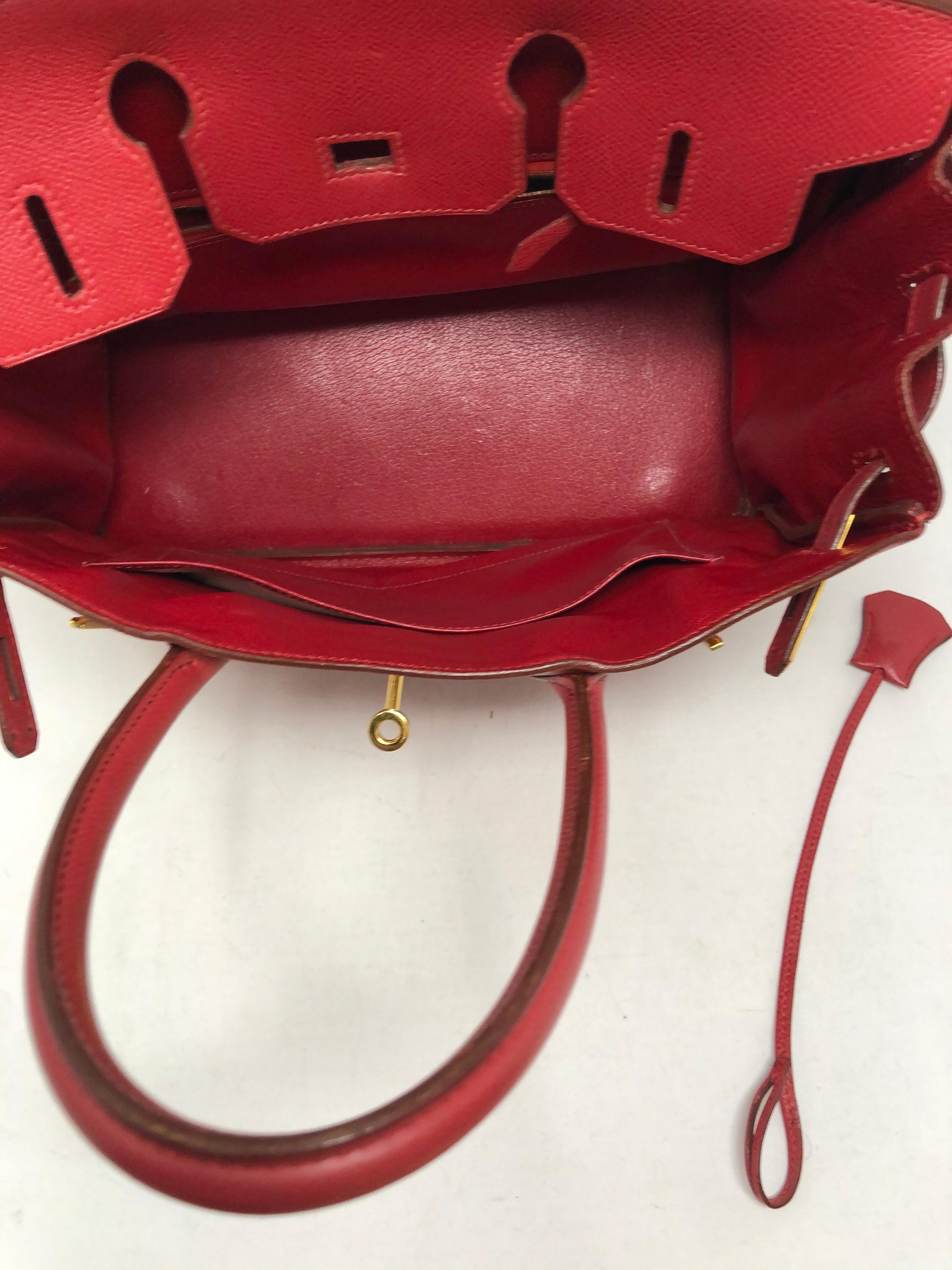 Hermes Red Birkin 30 Gold Hardware 12