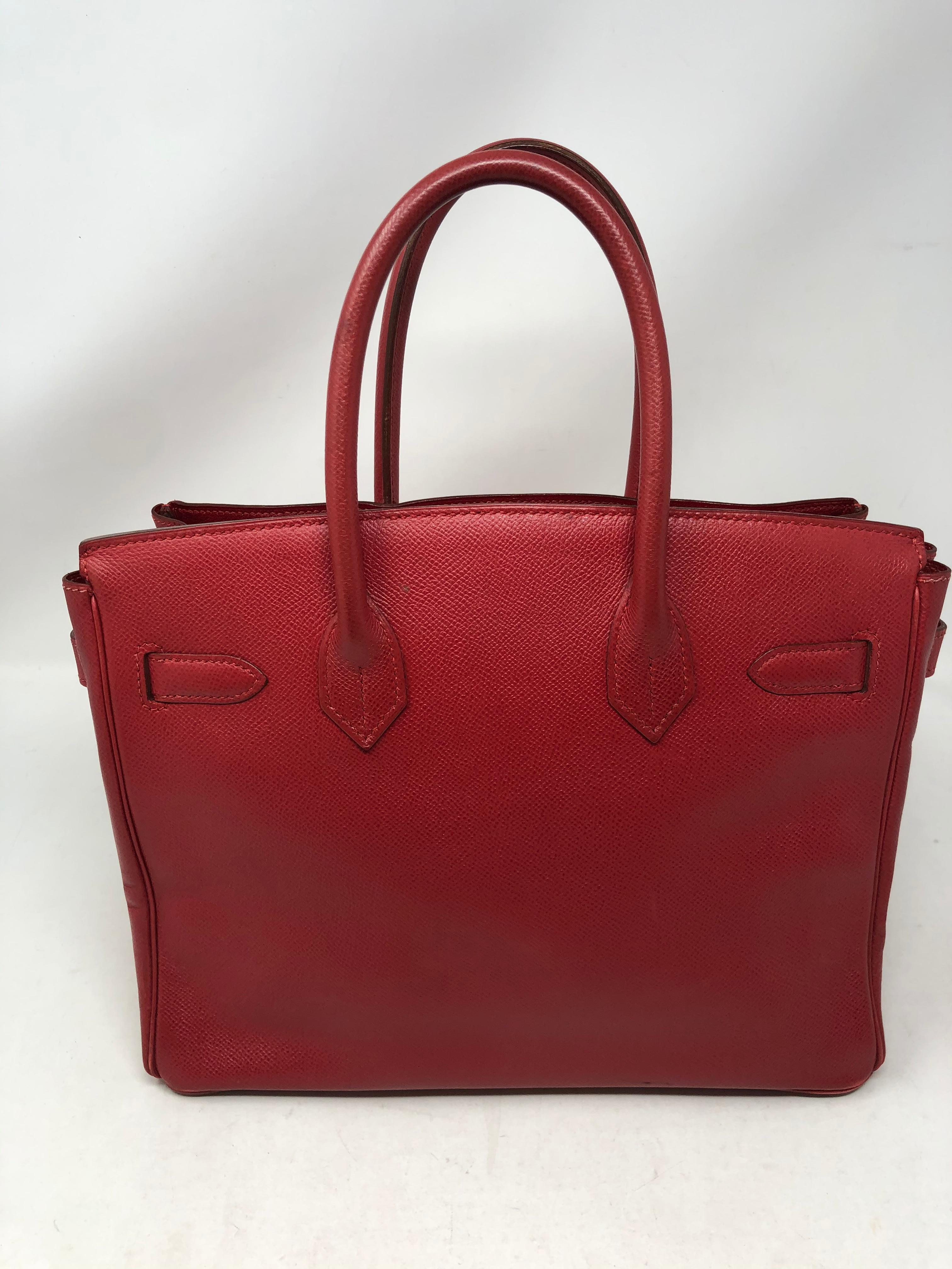 Women's or Men's Hermes Red Birkin 30 Gold Hardware