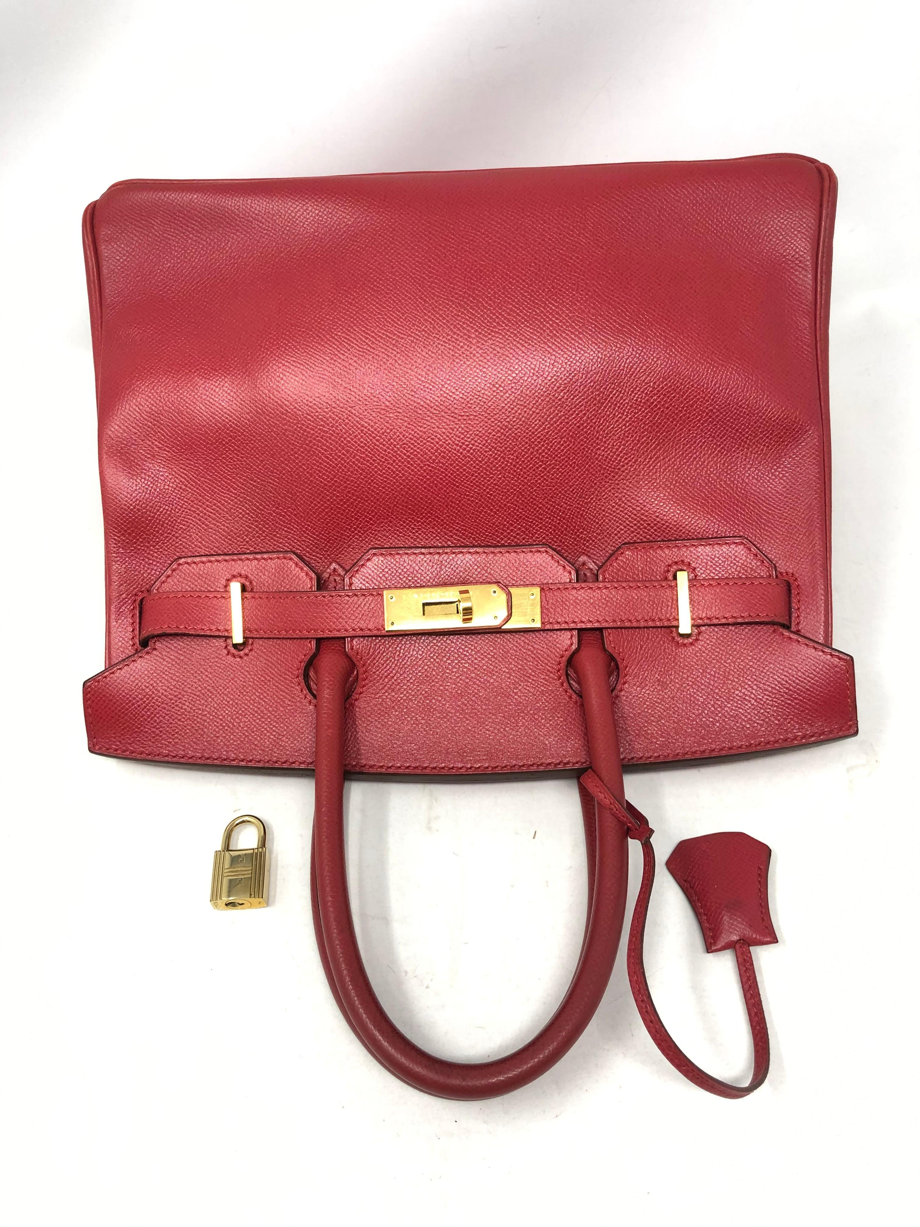 Hermes Red Birkin 30 Gold Hardware 2