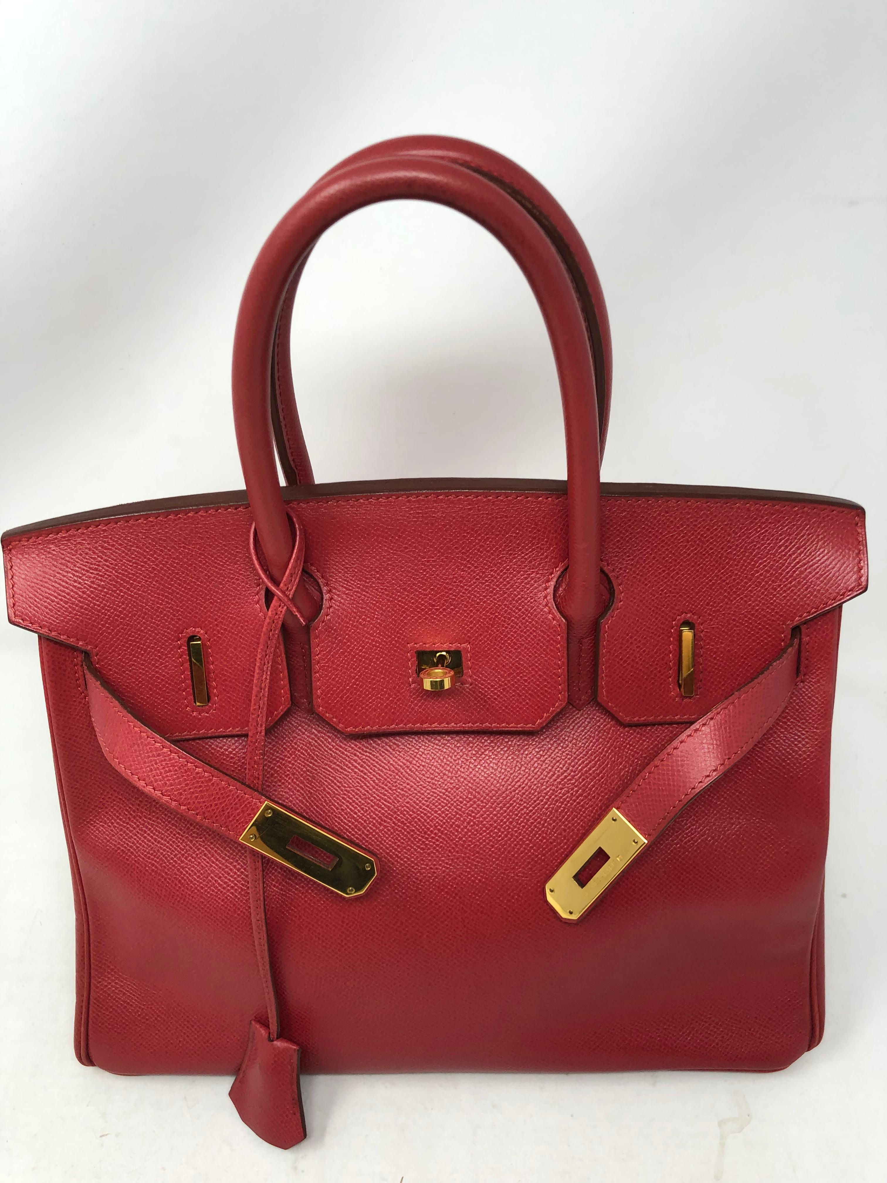 Hermes Red Birkin 30 Gold Hardware 4