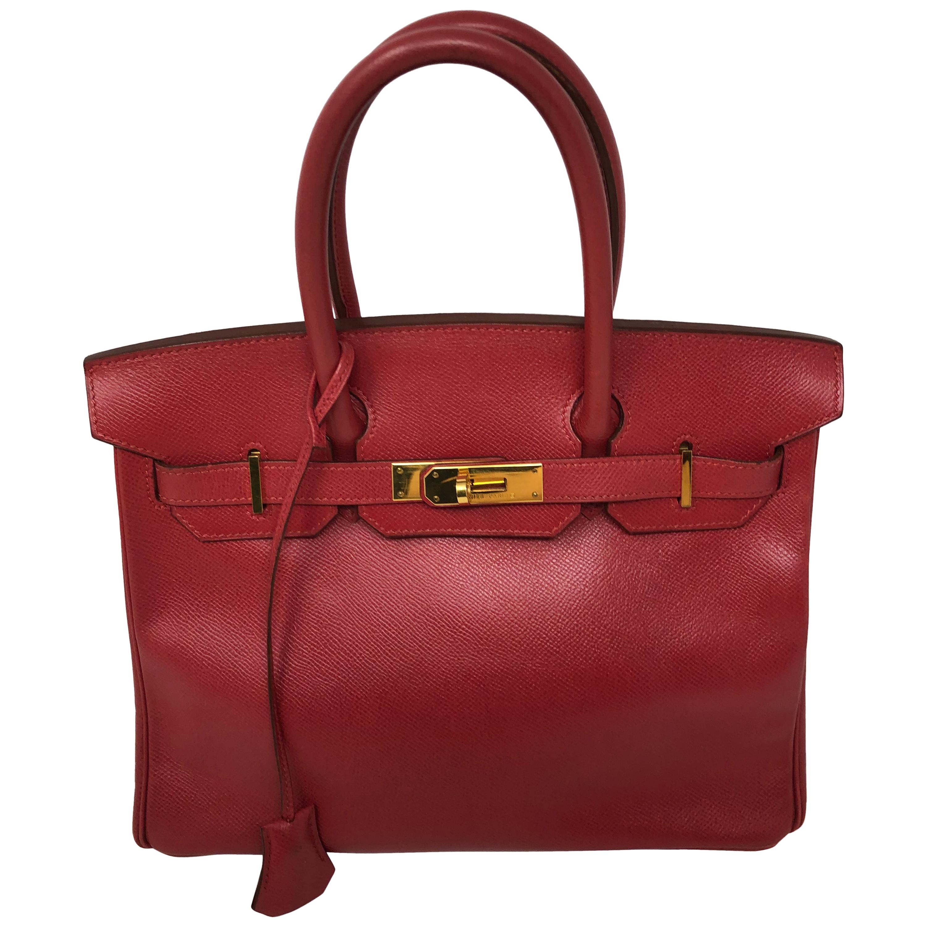 Hermes Red Birkin 30 Gold Hardware