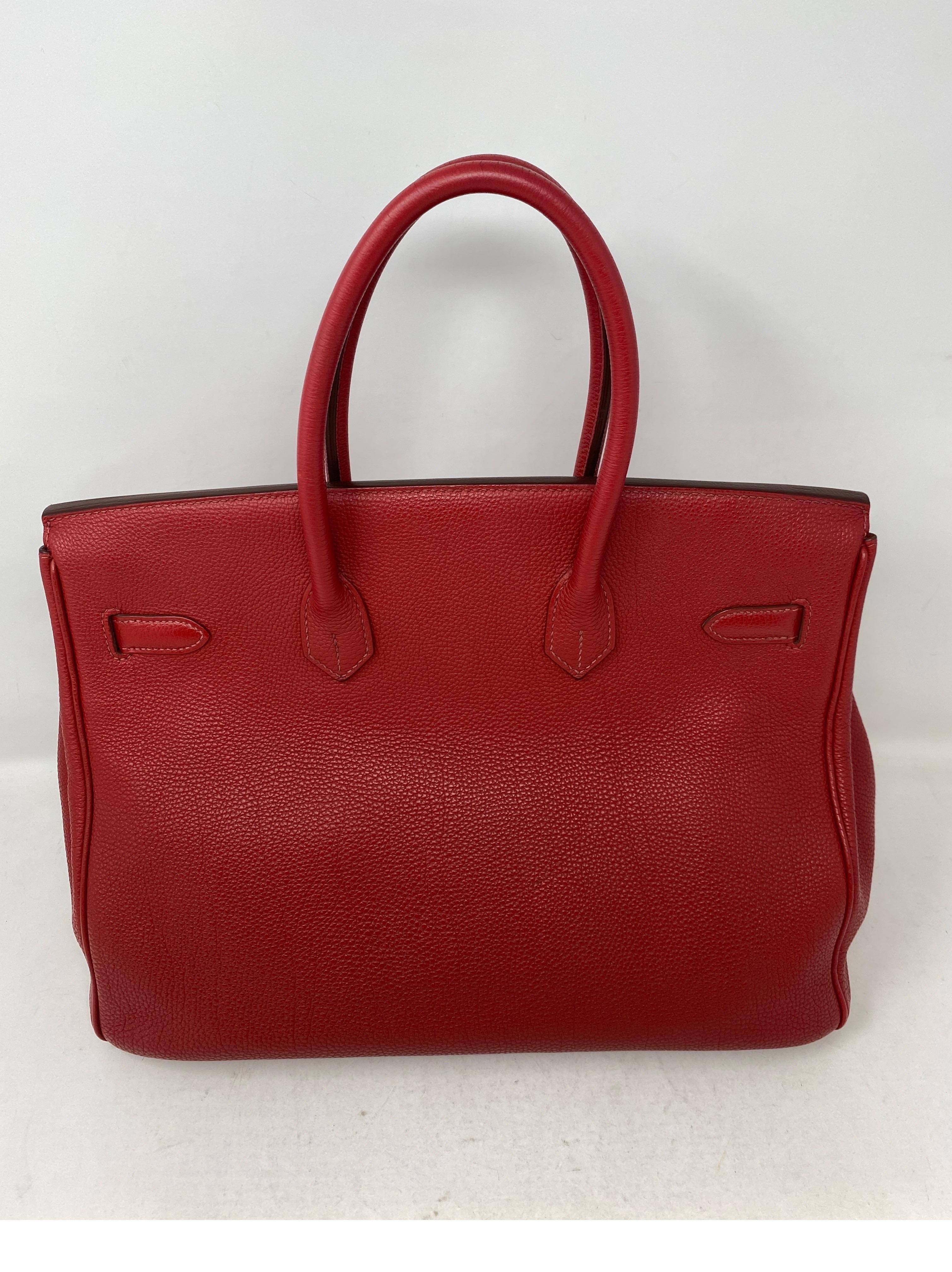 Hermes Red Birkin 35 Bag  In Good Condition In Athens, GA