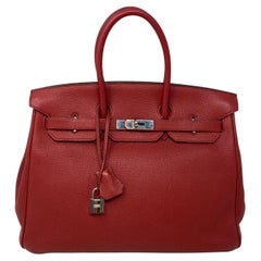 Hermes Red Birkin 35 Bag 