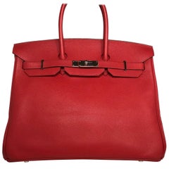 Hermes Red Birkin 35 Epsom Bag
